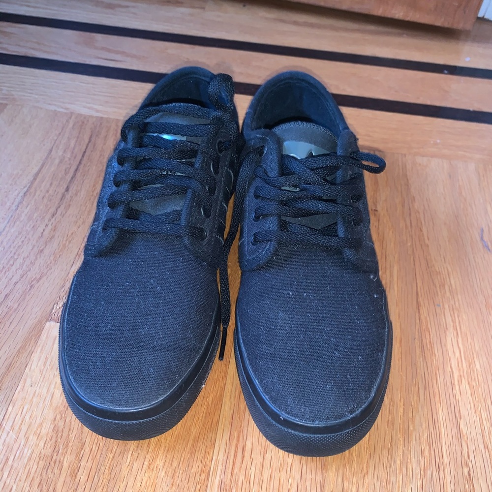 All Black Adidas Seeley Skate Shoes View 2